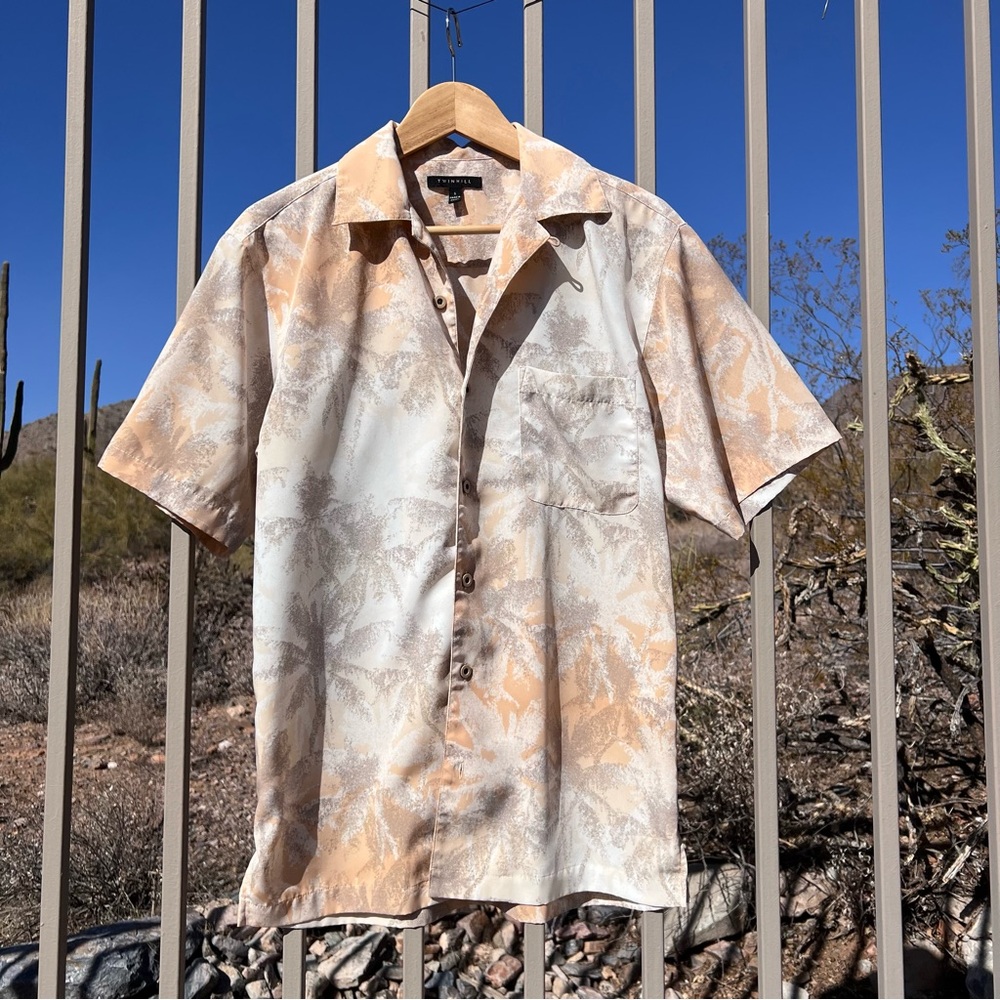 ⬇️💲TWINHILL Men’s Short Sleeve  S Light Peachy/Honeycomb Family & Grey, Beige